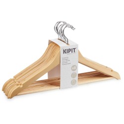 Set of Clothes Hangers Kipit 79419 Brown Wood Metal 44,5 x 1,2 x 23 cm (8 Units)