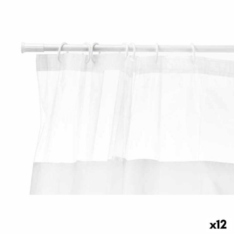 Rideau de Douche Berilo 213 Blanc Transparent Plastique PEVA 180 x 180 cm (12 Unités)