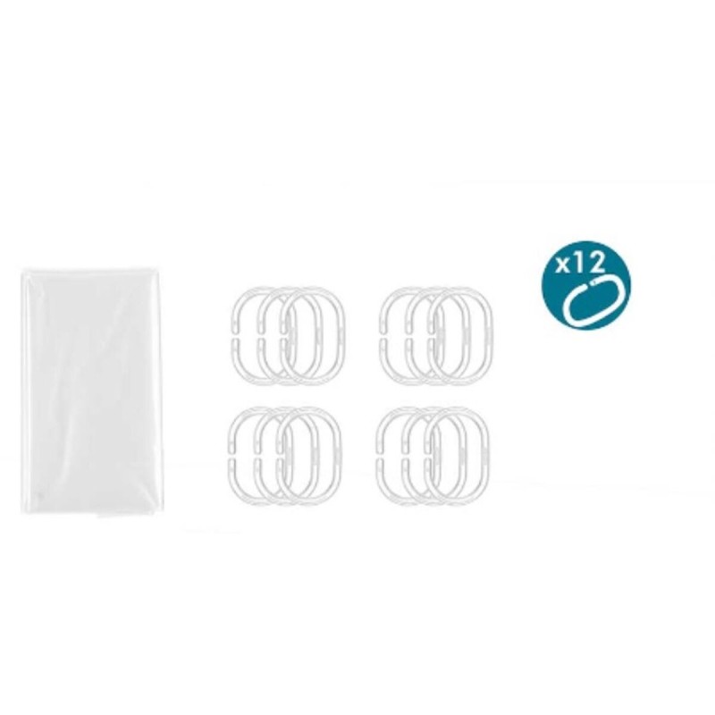 Shower Curtain Berilo 216 Transparent Plastic PEVA 180 x 180 cm (12 Units)