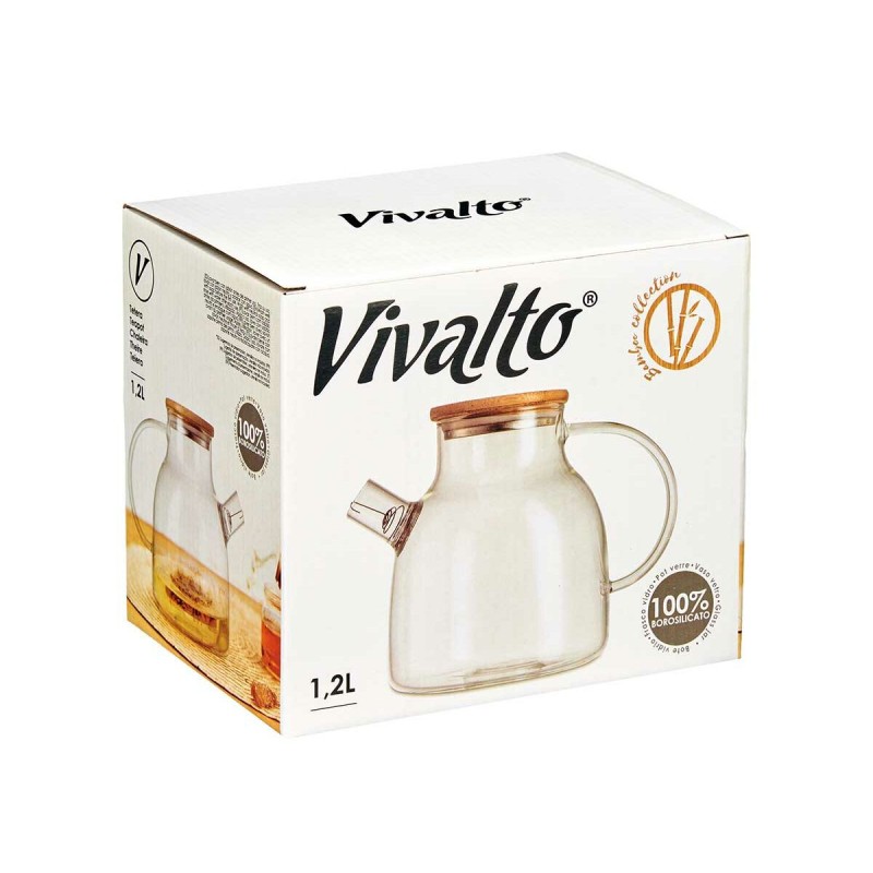 Filterkanne für Tee Vivalto SW8328-1200ML Bambus Borosilikatglas 1,2 L 22 x 16 x 14 cm (6 Stück)