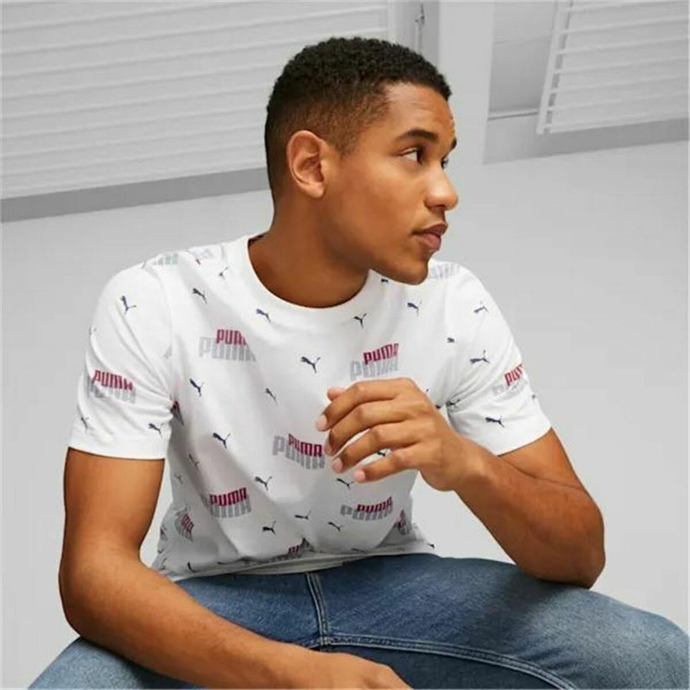 Herren Kurzarm-T-Shirt Puma Ess+ Logo Power Weiß