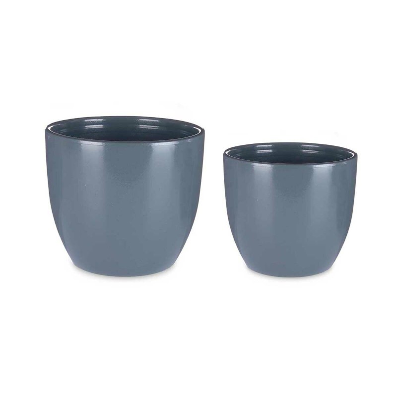 Set of pots Ibergarden CAZORLA-22-28-A Anthracite Clay Ø 22 cm Ø 28 cm 22 x 22 x 18 cm 28 x 28 x 24 cm 2 Pieces