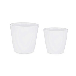 Set de pots Ibergarden LINCE-22-28-B Blanc Argile Ø 22 cm Ø 28 cm 2 Pièces