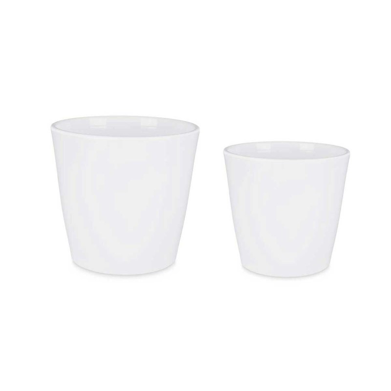 Set de pots 2 Pièces Ø 22 cm Ø 28 cm Blanc Argile