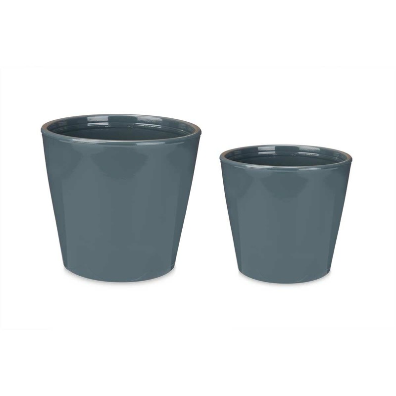 Set de pots Ibergarden LINCE-22-28-A Anthracite Argile Ø 22 cm Ø 28 cm 2 Pièces