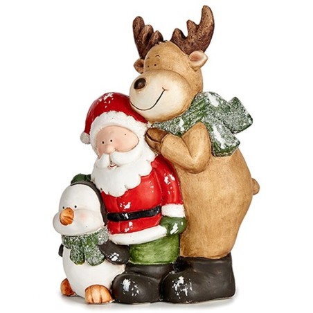 Deko-Figur Weihnachten Weiß Braun Schwarz grün aus Keramik 14 x 37,5 x 27,5 cm