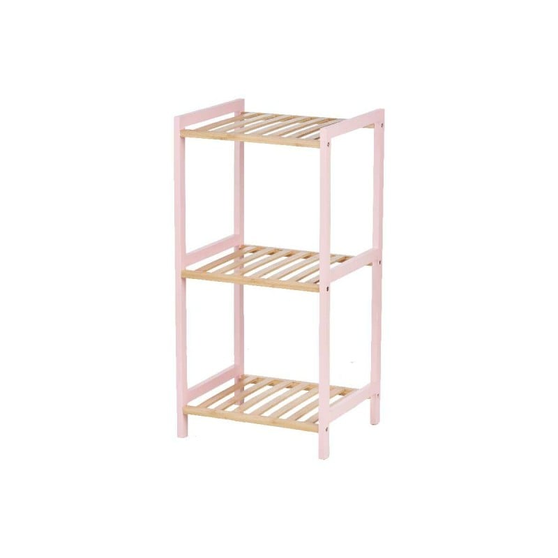 Etagère de salle de bains 35 x 30 x 70 cm Rose Naturel Bambou Bois de pin