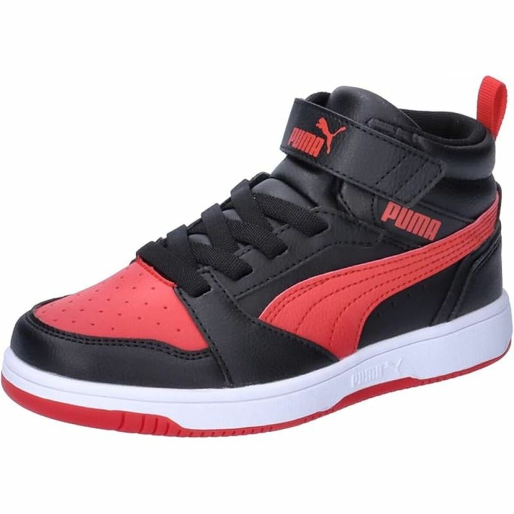 Chaussures de Sport pour Enfants Puma Rebound V6 Mid Noir Rouge