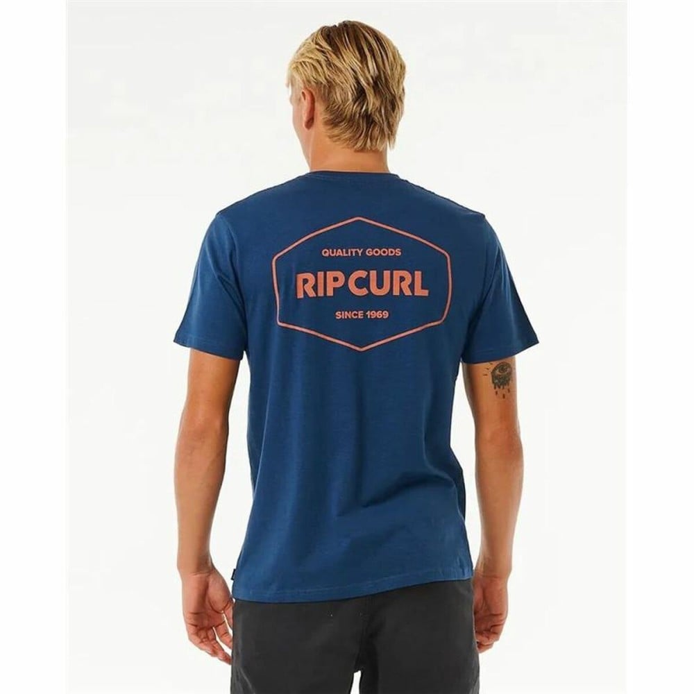 Herren Kurzarm-T-Shirt Rip Curl Stapler Blau