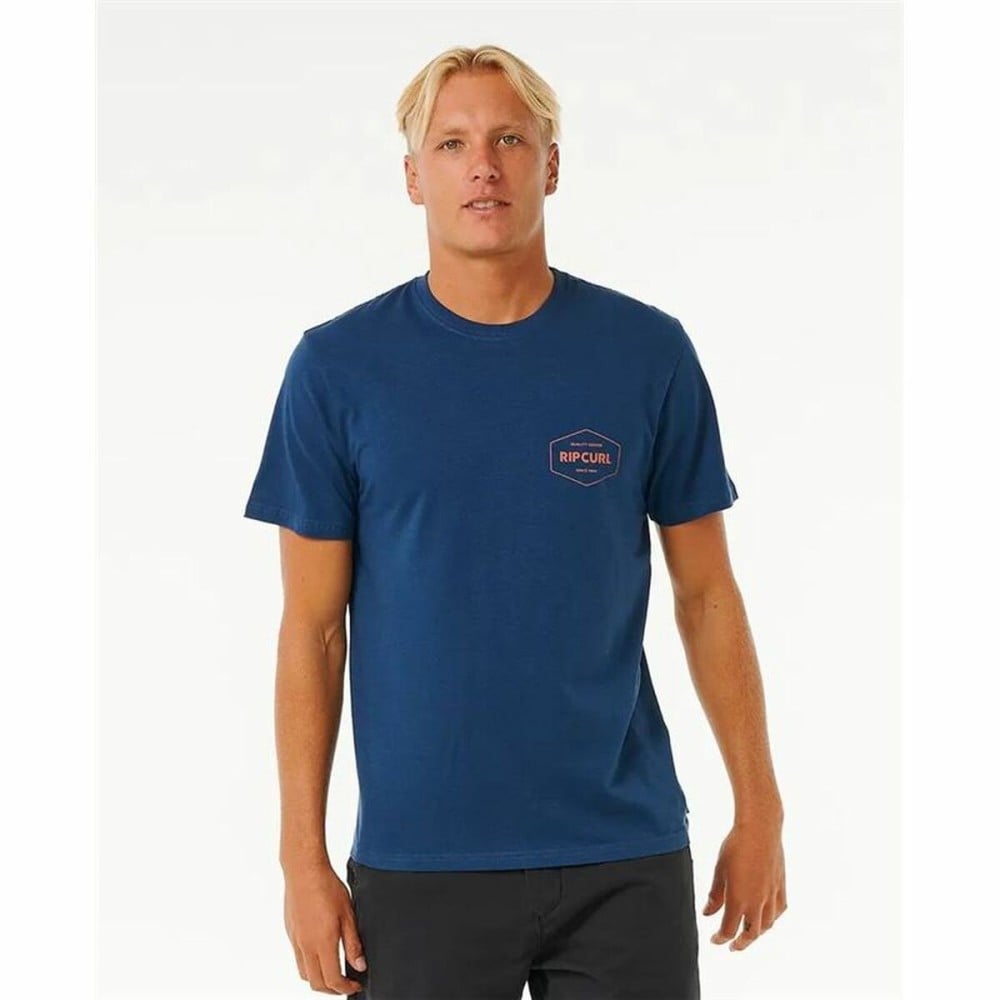 Herren Kurzarm-T-Shirt Rip Curl Stapler Blau