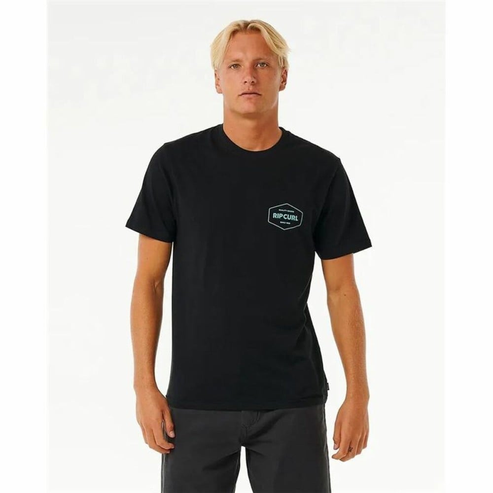 Herren Kurzarm-T-Shirt Rip Curl Stapler Schwarz