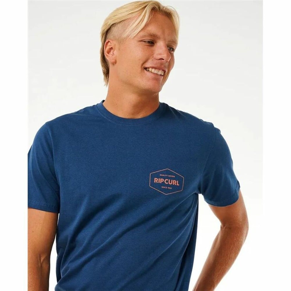 Herren Kurzarm-T-Shirt Rip Curl Stapler Blau