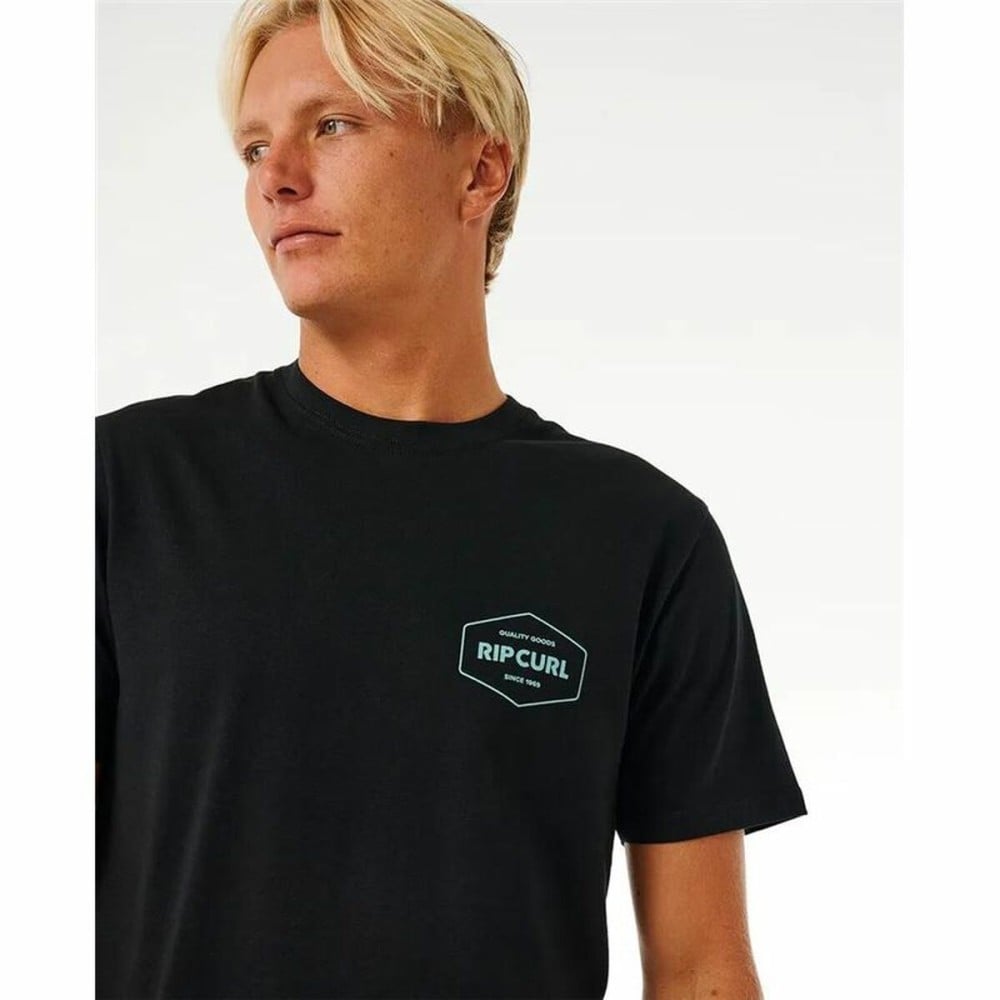 Herren Kurzarm-T-Shirt Rip Curl Stapler Schwarz