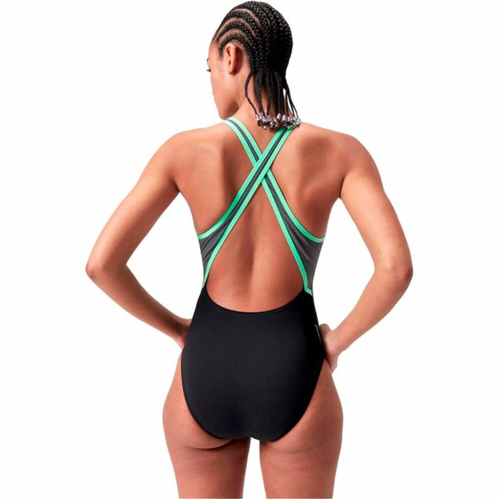 Women’s Bathing Costume Speedo High Neck Splice Cross Green