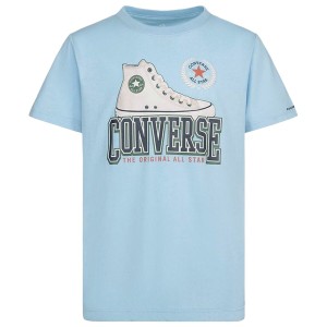 T shirt à manches courtes Enfant Converse Script Sneaker Gfx Bleu ciel