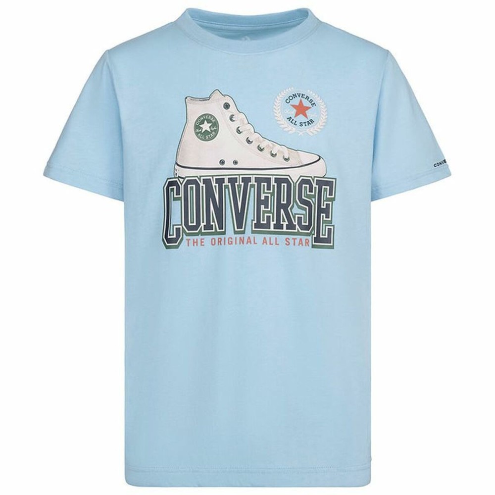 Child's Short Sleeve T-Shirt Converse Script Sneaker Gfx Sky blue