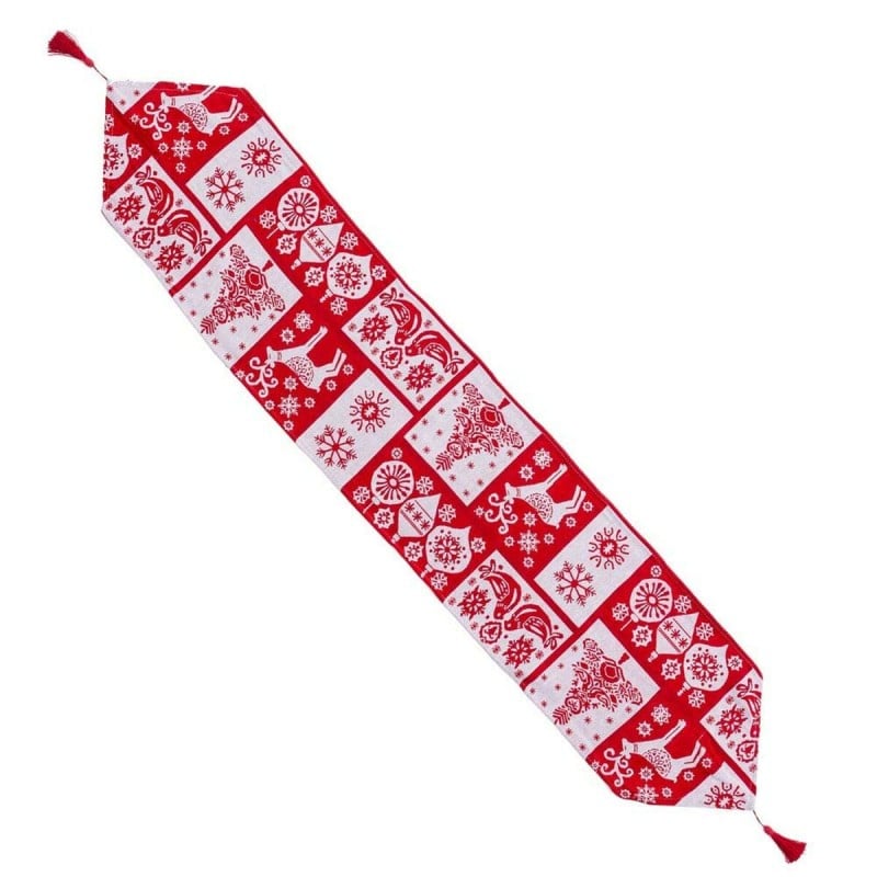 Tischläufer Weihnachten Weiß Rot Polyester 180 x 33 cm