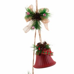 Weihnachtsschmuck Rot Bunt Metall Kunststoff Faser Glocken 14 x 9 x 47 cm