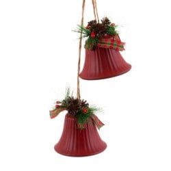 Weihnachtsschmuck Rot Bunt Metall Kunststoff Faser Glocken 14 x 9 x 47 cm