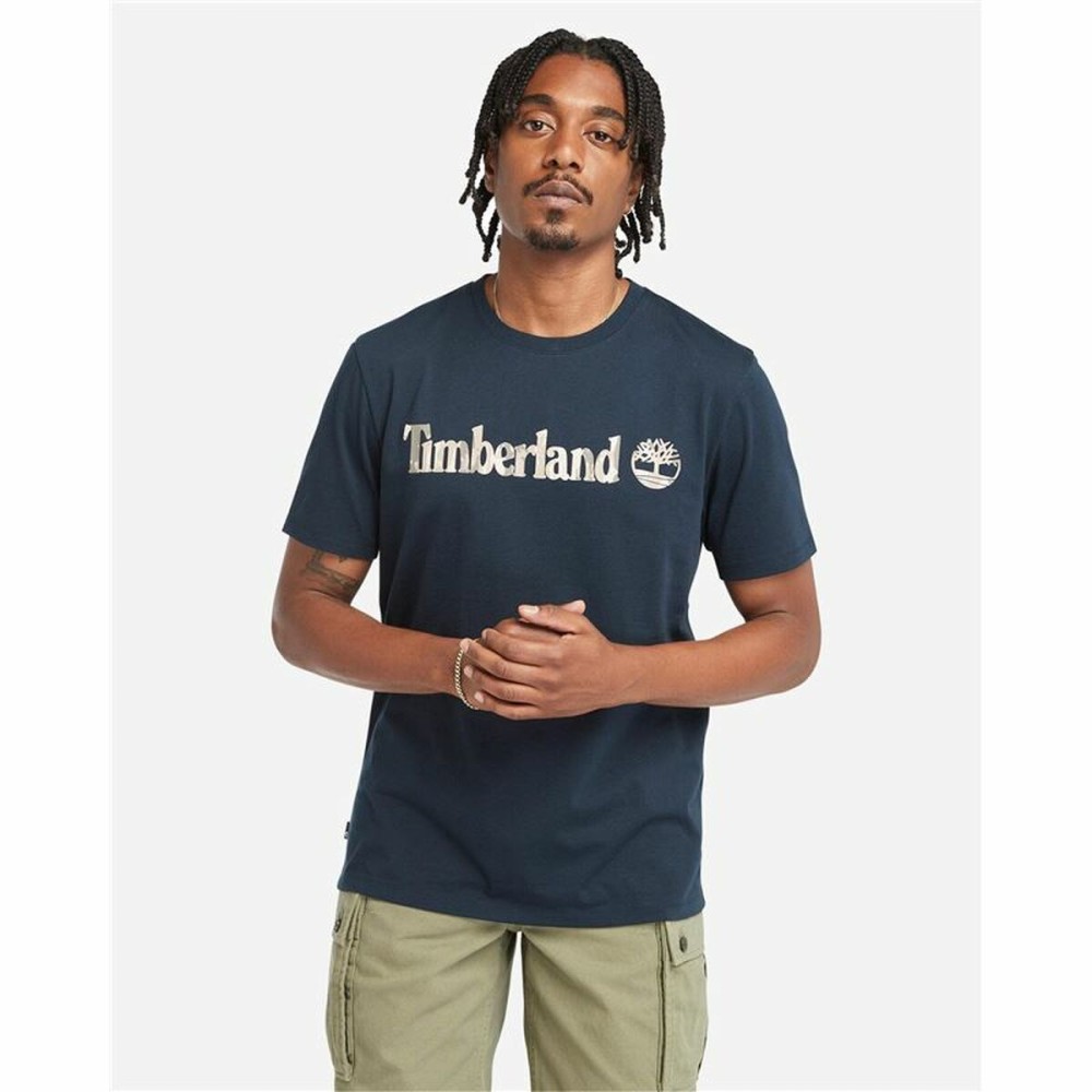 T-shirt à manches courtes homme Timberland Kennebec River Camo Linear Logo Bleu