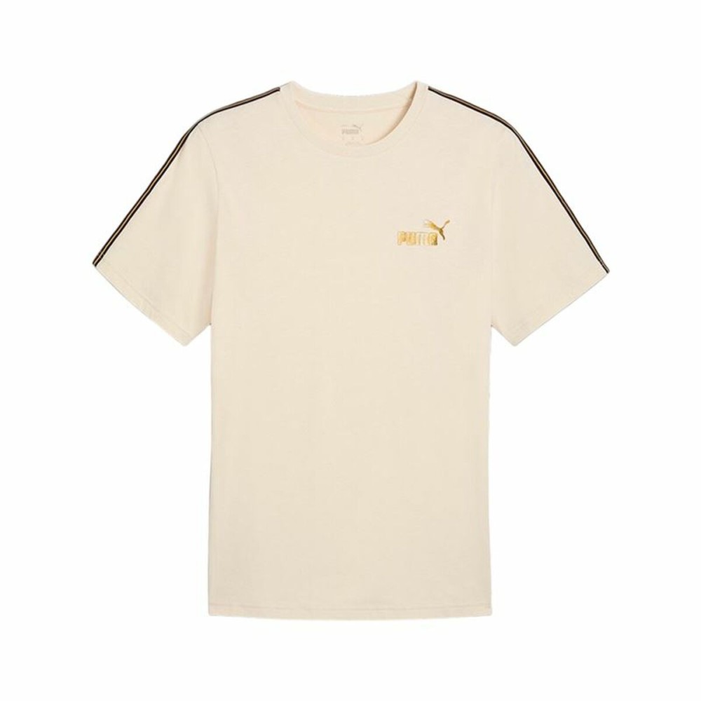 Herren Kurzarm-T-Shirt Puma Ess Tape Minimal Gold Beige