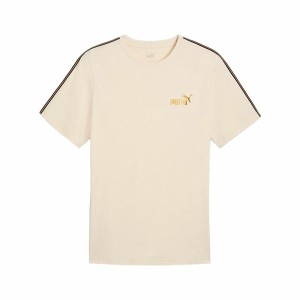 Men’s Short Sleeve T-Shirt Puma Ess Tape Minimal Gold Beige