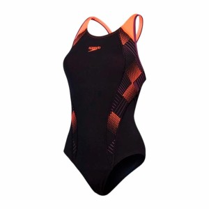 Damen Badeanzug Speedo Placement Laneback Schwarz