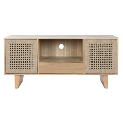 TV furniture Home ESPRIT Beige Natural Jute Pinewood 120 x 40 x 55 cm