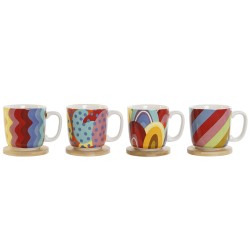 Piece Coffee Cup Set DKD Home Decor Multicolour Coral Bamboo Dolomite Modern 180 ml