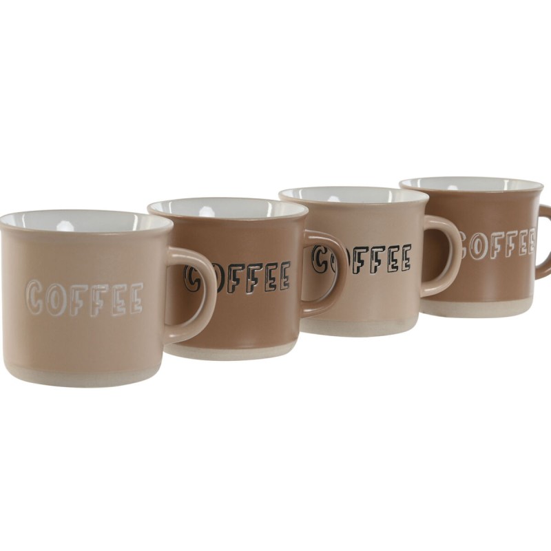 Ensemble de tasses à café Home ESPRIT Marron Grès 180 ml 4 Pièces