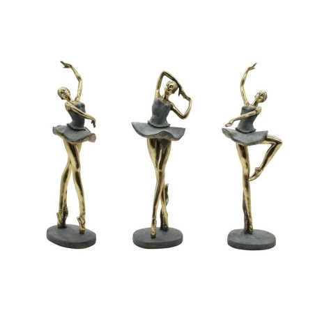 Deko-Figur Home ESPRIT Grau Gold Ballett-Tänzerin 15 x 10 x 43 cm (3 Stück)