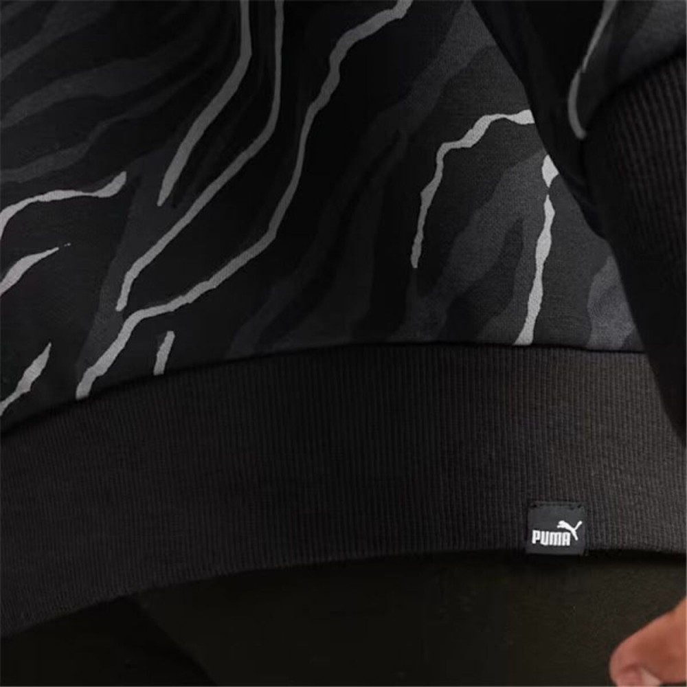 Damen Sweater ohne Kapuze Puma Essentials+ Animal Aop Crew Fl Mujer Schwarz