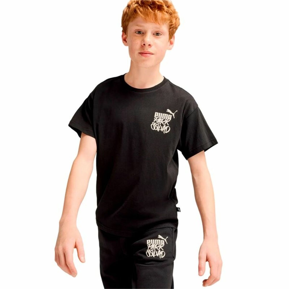 Kurzarm-T-Shirt für Kinder Puma Essenntials+ Mid 90S Graphic Schwarz