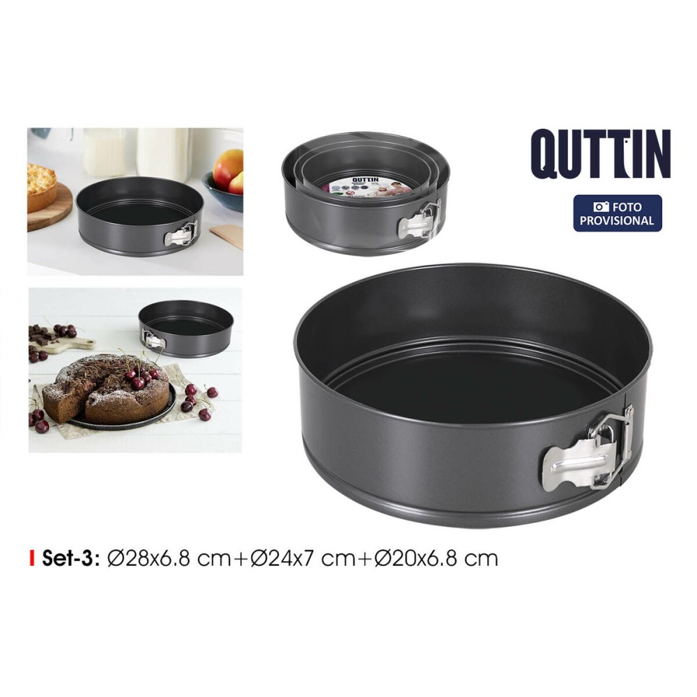 Kuchenspringform Quttin Schwarz 24 x 7+28 x 6,8 cm 3 Stücke (6 Stück)