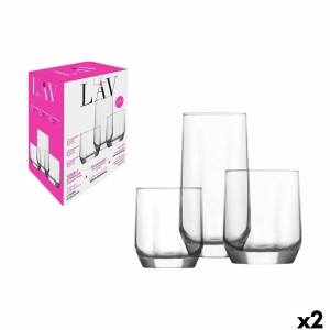 Set of glasses LAV Diamond 310 ml 385 ml 215 ml 18 Pieces (2 Units)