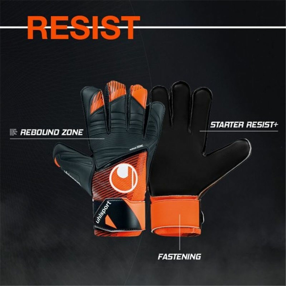 Goalkeeper Gloves Uhlsport Starter Resist+ Fluo Black Adults
