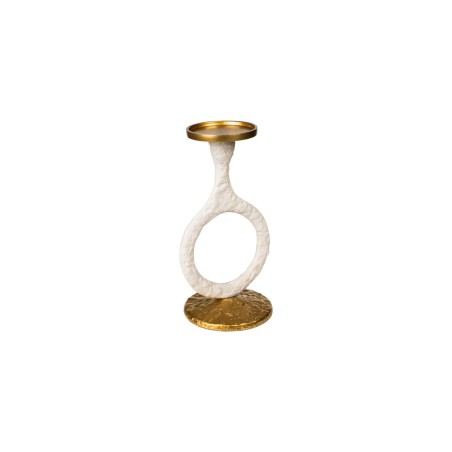 Candleholder Romimex White/Gold Aluminium 14 x 25 x 13 cm Circle