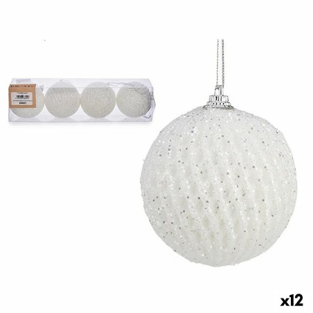 Set of Christmas balls White polystyrene (12 Units)