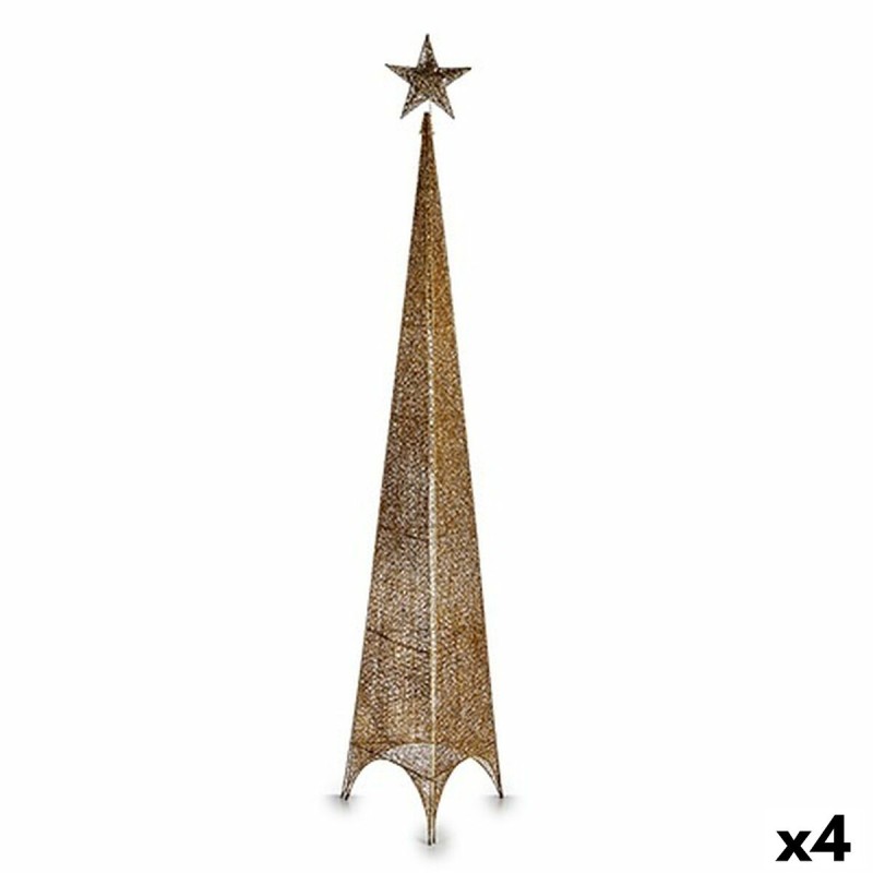 Christmas Tree Tower Star Golden Metal Plastic 39 x 186 x 39 cm (4 Units)