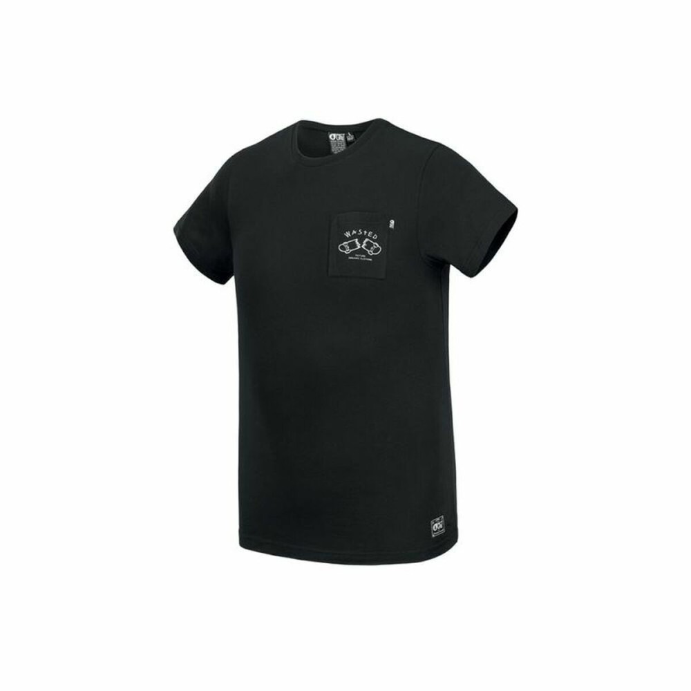 Herren Kurzarm-T-Shirt Picture Waisted Pocket Schwarz