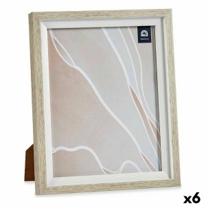 Cadre photo 24 x 2 x 29 cm Verre Beige Blanc Plastique (6 Unités)