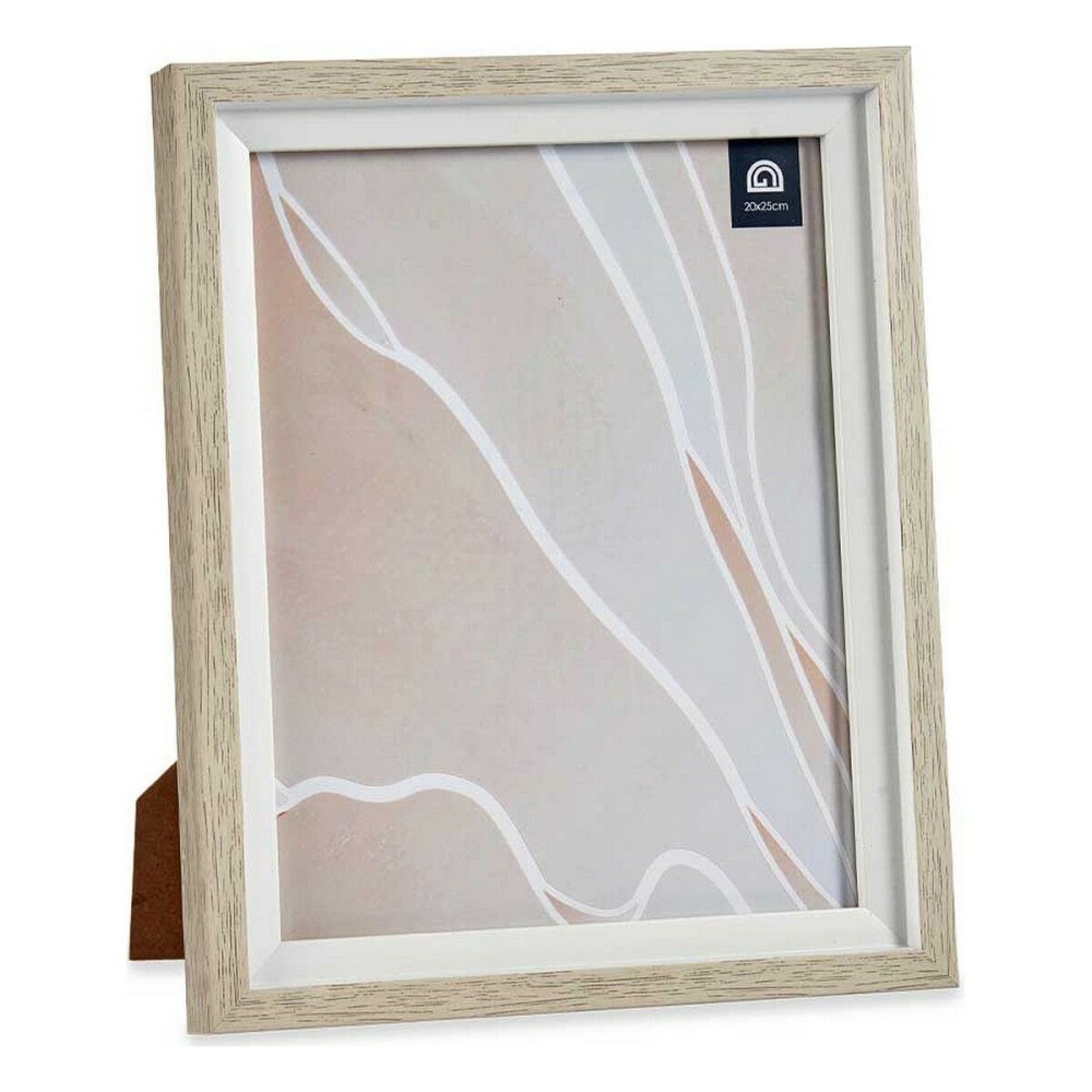 Cadre photo 24 x 2 x 29 cm Verre Beige Blanc Plastique (6 Unités)