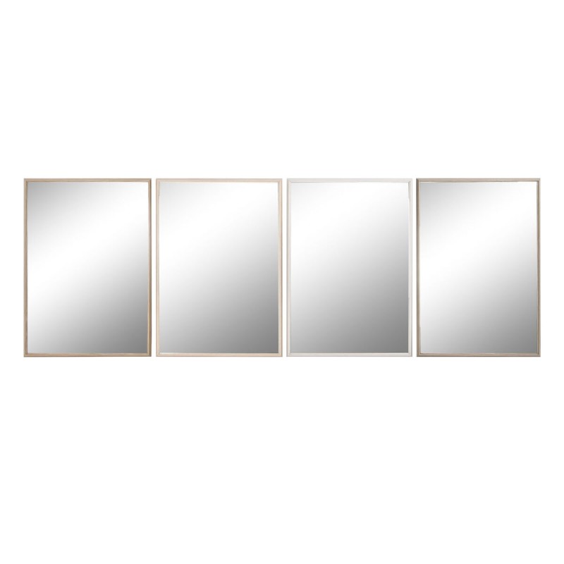 Miroir mural Home ESPRIT Blanc Marron Beige Gris Verre polystyrène 63,3 x 2,6 x 89,6 cm (4 Unités)