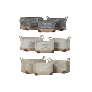 Mehrzweckkorb DKD Home Decor Beige Grau Hellbraun 40 x 30 x 24 cm Holz 3 Stücke (3 Stück)