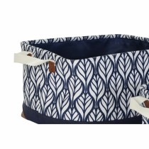 Multi-purpose basket DKD Home Decor White Brown Grey Navy Blue Leaf of a plant Boho 40 x 30 x 24 cm Plastic 3 Pieces (2 Units)