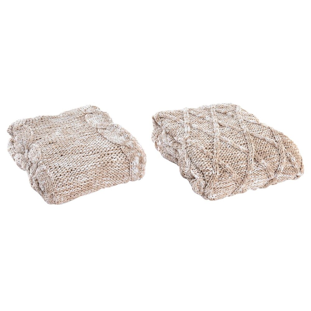 Bed Cover DKD Home Decor Light Pink 150 x 125 x 1 cm (2 Units)