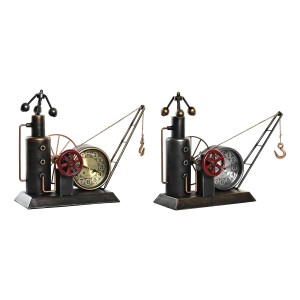 Horloge de table DKD Home Decor Doré Argenté Fer Vintage 40,5 x 15 x 32,5 cm (2 Unités)