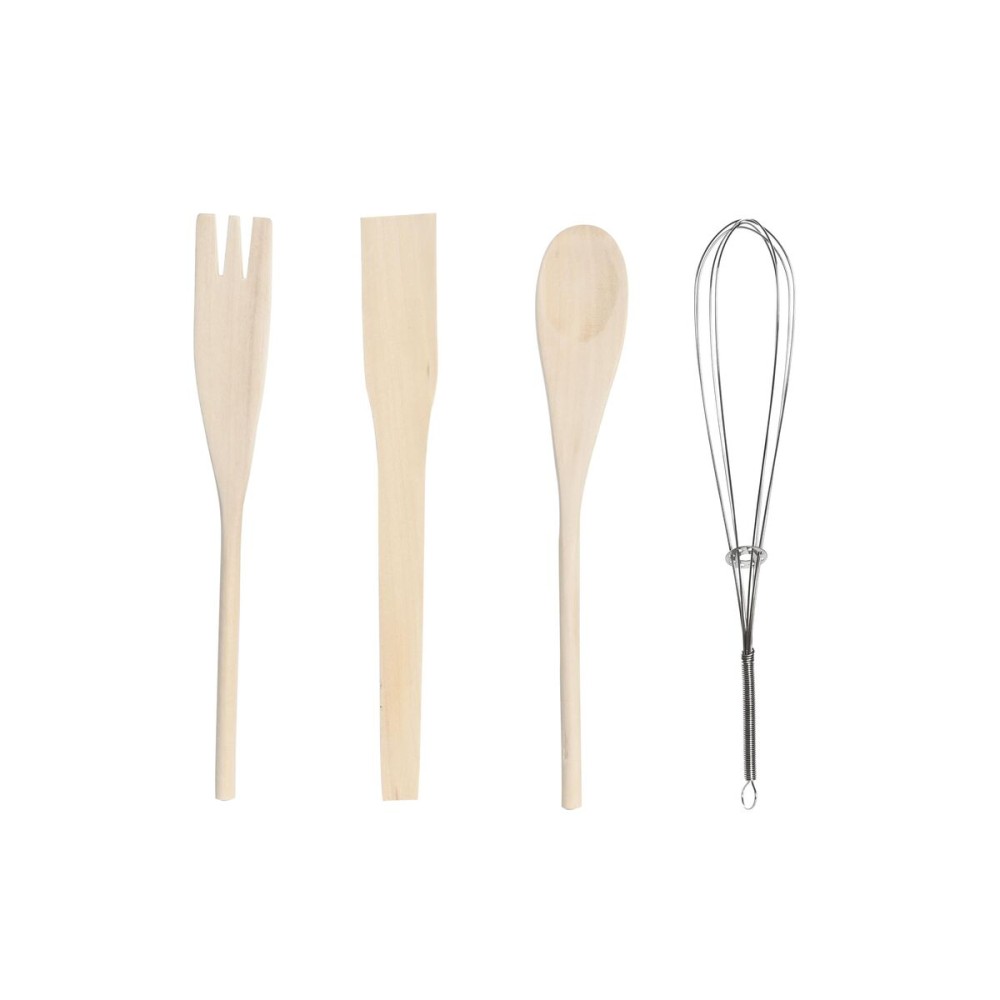 Pot for Kitchen Utensils DKD Home Decor Metal Dolomite MDF Wood 12 x 12 x 25 cm (3 Units)