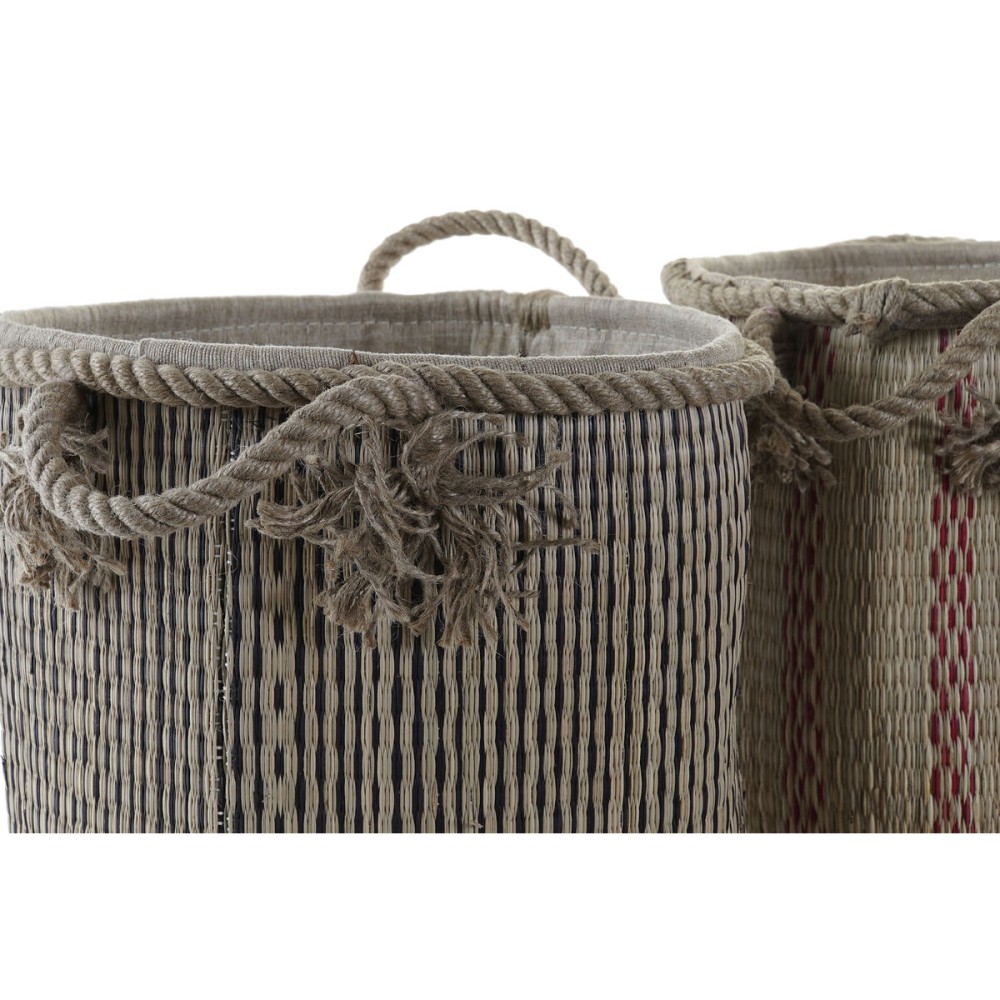 Multi-purpose basket DKD Home Decor Brown Black Red Jute Natural Fibre Boho 30 x 30 x 36 cm (2 Units)