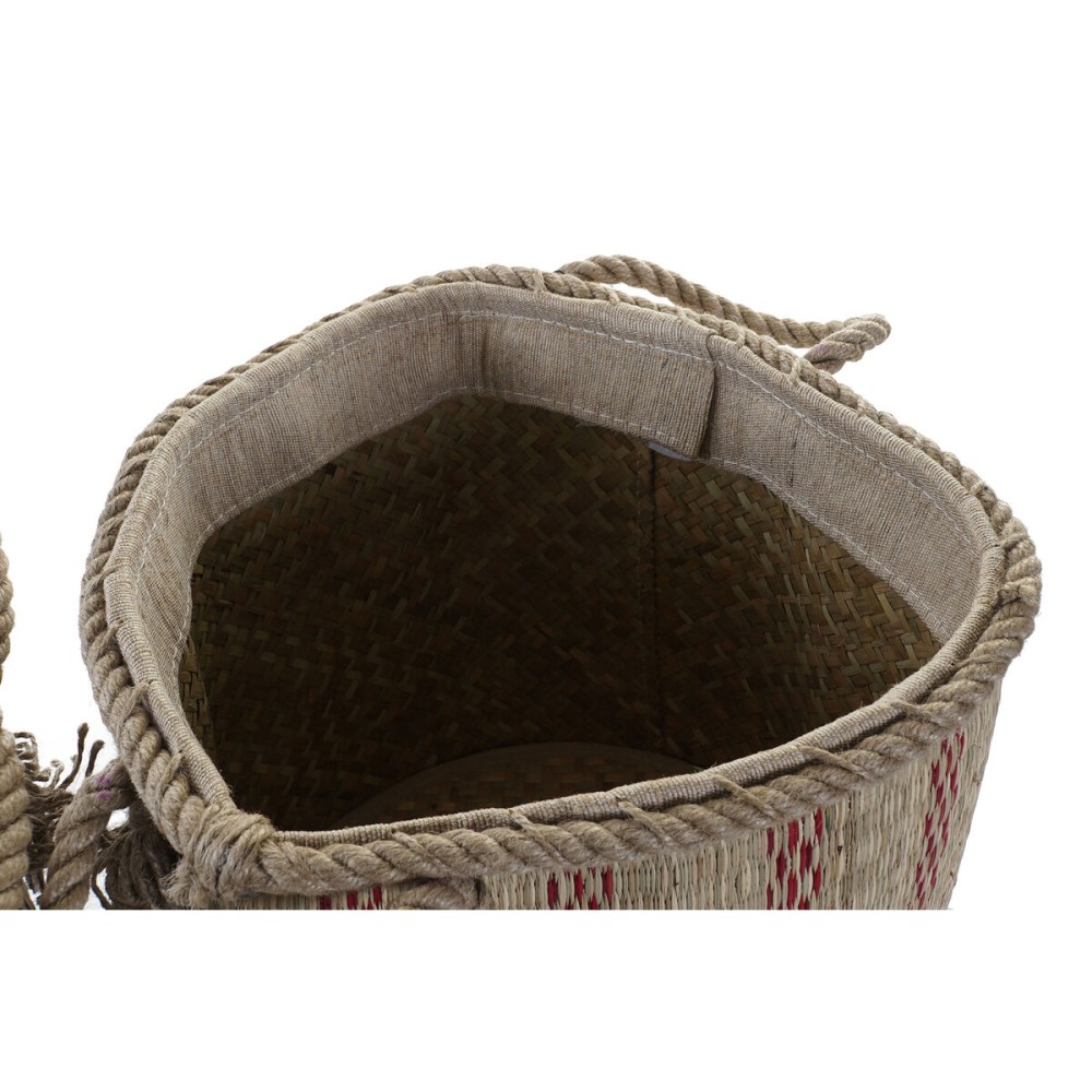 Multi-purpose basket DKD Home Decor Brown Black Red Jute Natural Fibre Boho 30 x 30 x 36 cm (2 Units)